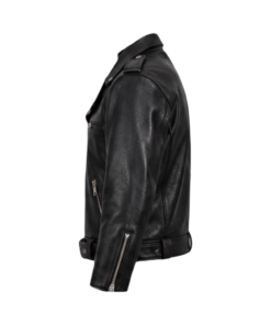 TWD Negan Black Cowhide Leather Jacket – Belted Biker Style, Made to Measure - Image 9