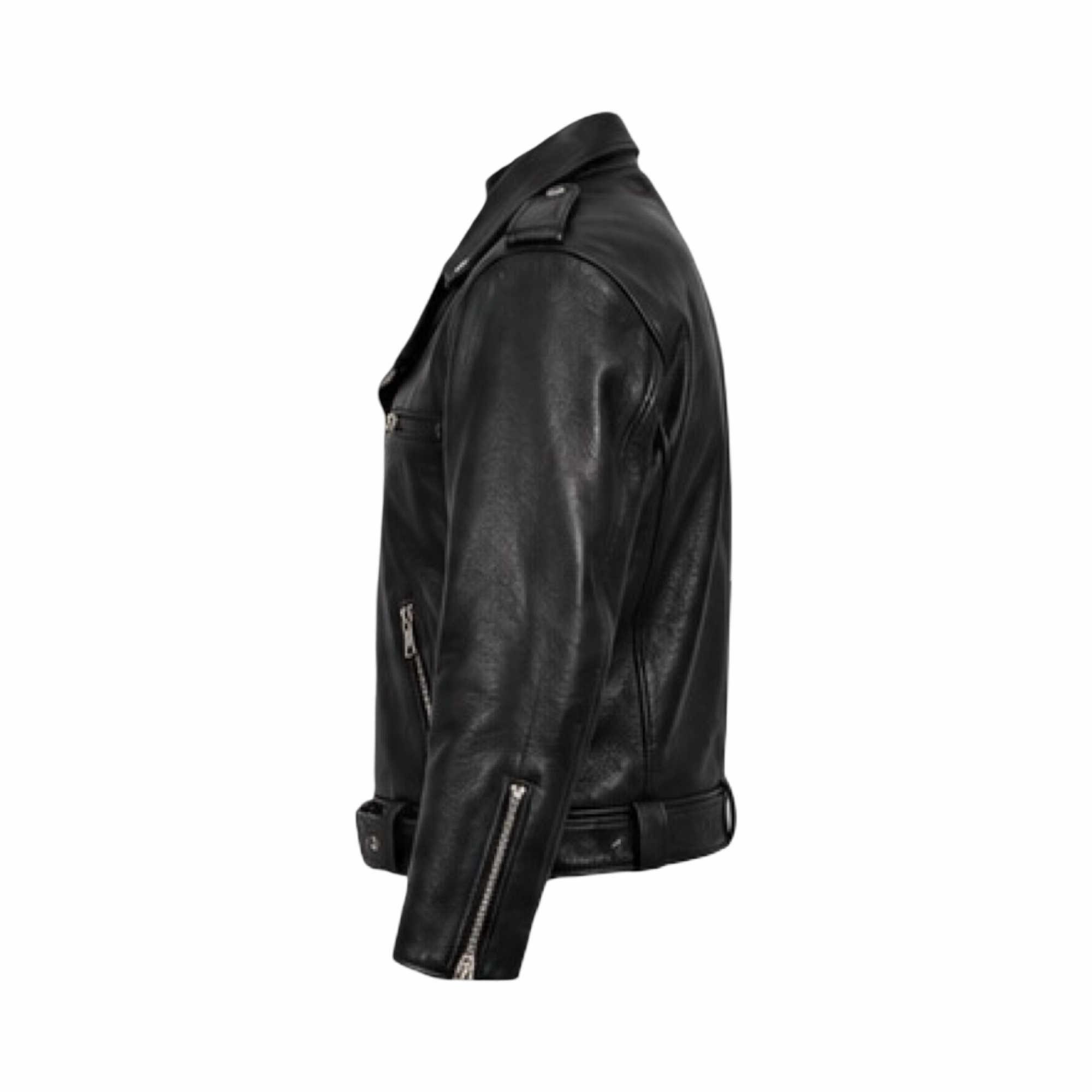 TWD Negan Black Cowhide Leather Jacket – Belted Biker Style, Made to Measure - Image 9