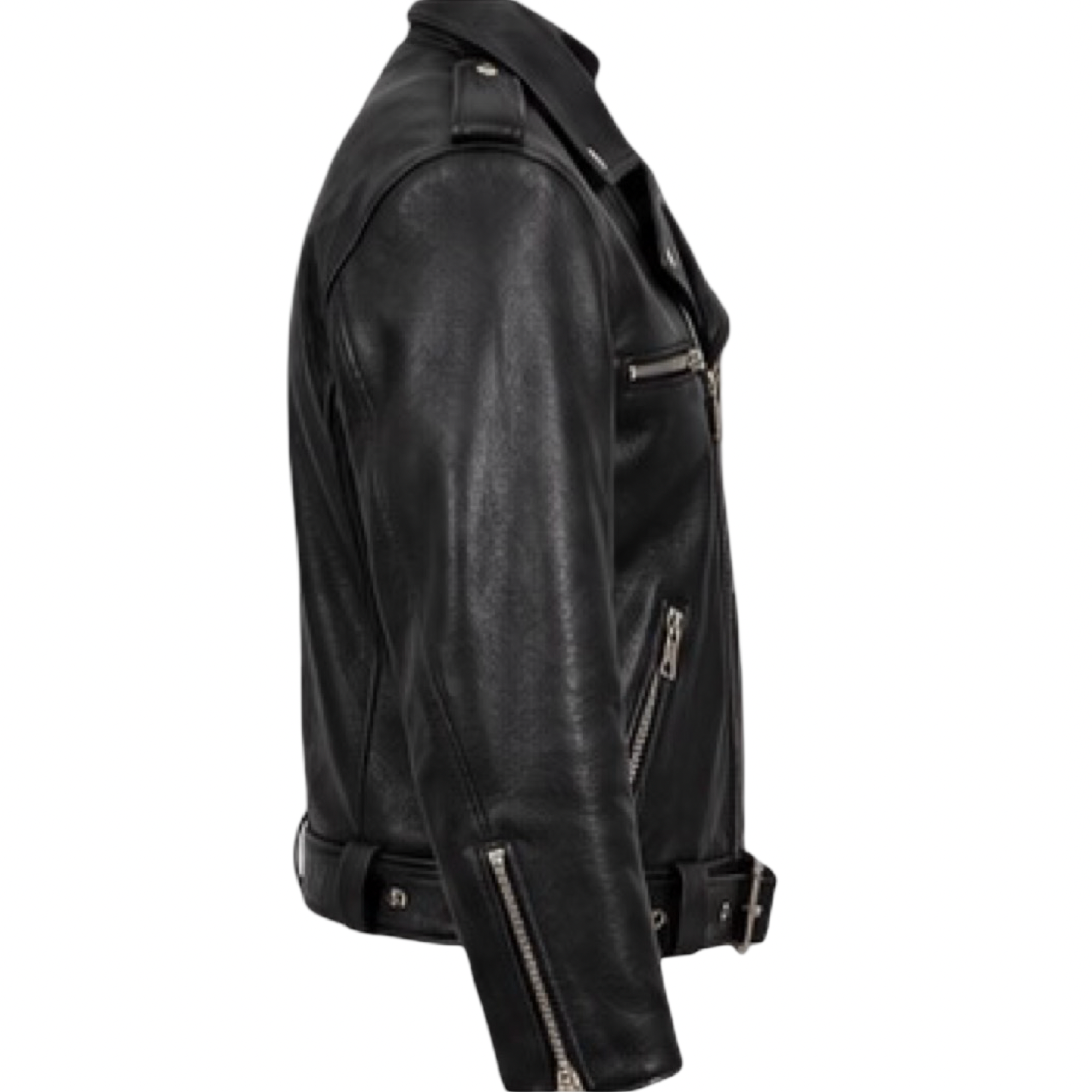 TWD Negan Black Cowhide Leather Jacket – Belted Biker Style, Made to Measure - Image 3