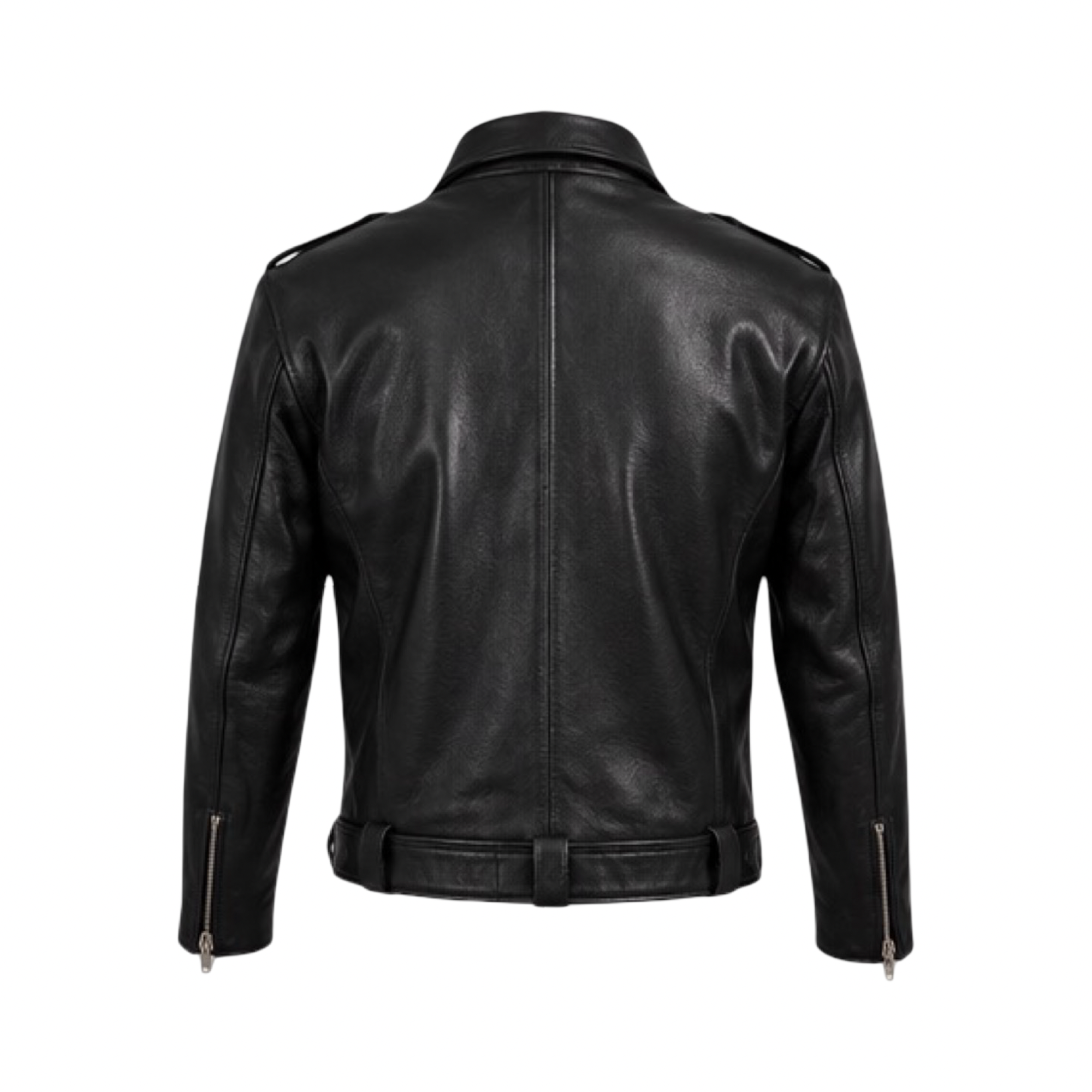 TWD Negan Black Cowhide Leather Jacket – Belted Biker Style, Made to Measure - Image 6